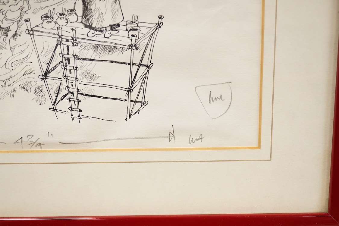 Martin Honeysett (1943-2015), Arthur Reid (20th. C), Mel Calman (1931-1994), three cartoons to include ‘Times Election Issue, ‘79, each signed, two inks and a pencil study, largest 19 x 27cm